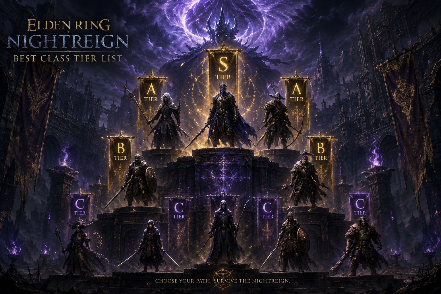 Elden Ring Nightreign class tier list overview showing all playable Nightfarers