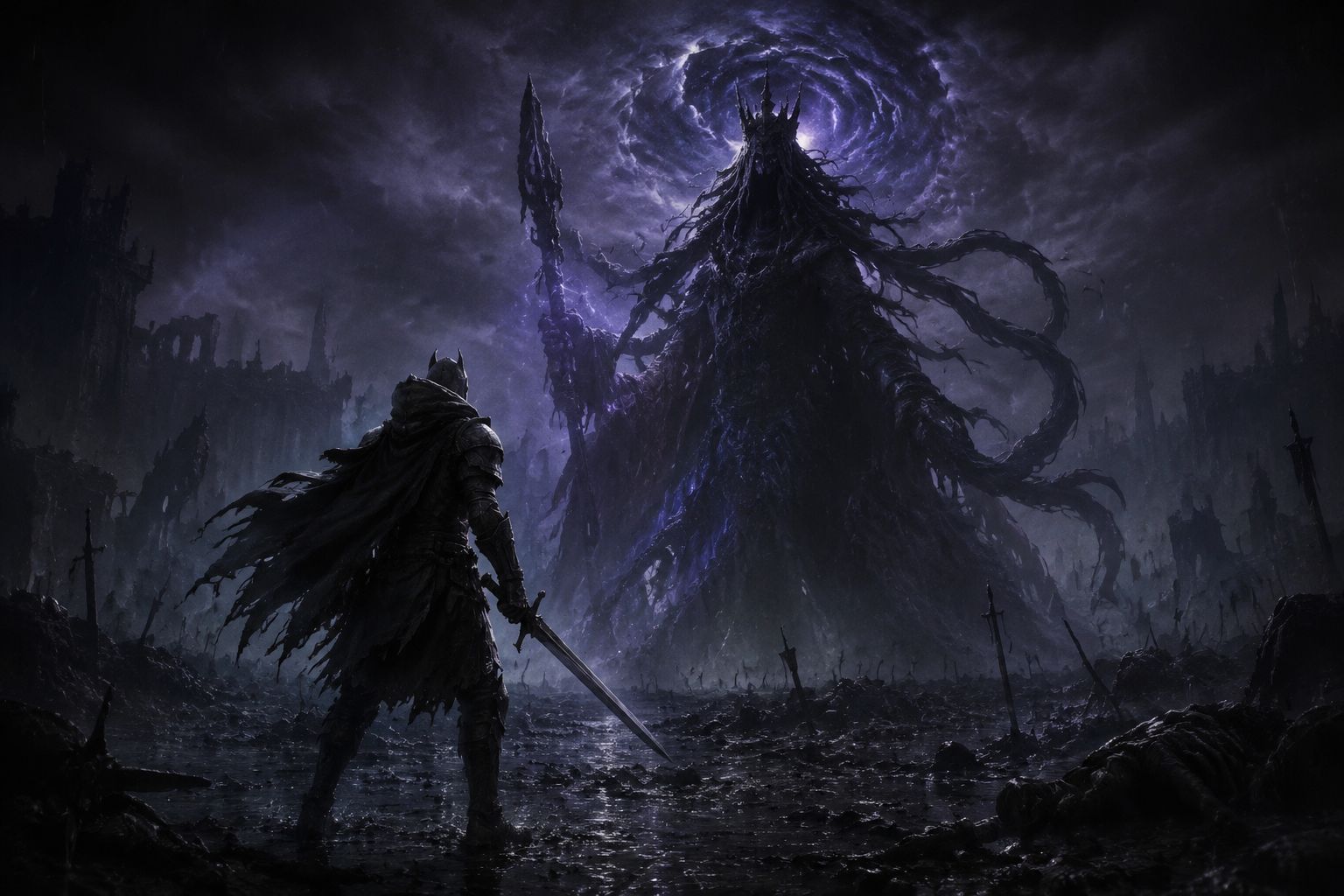 Elden Ring Nightreign lone Tarnished facing a massive boss