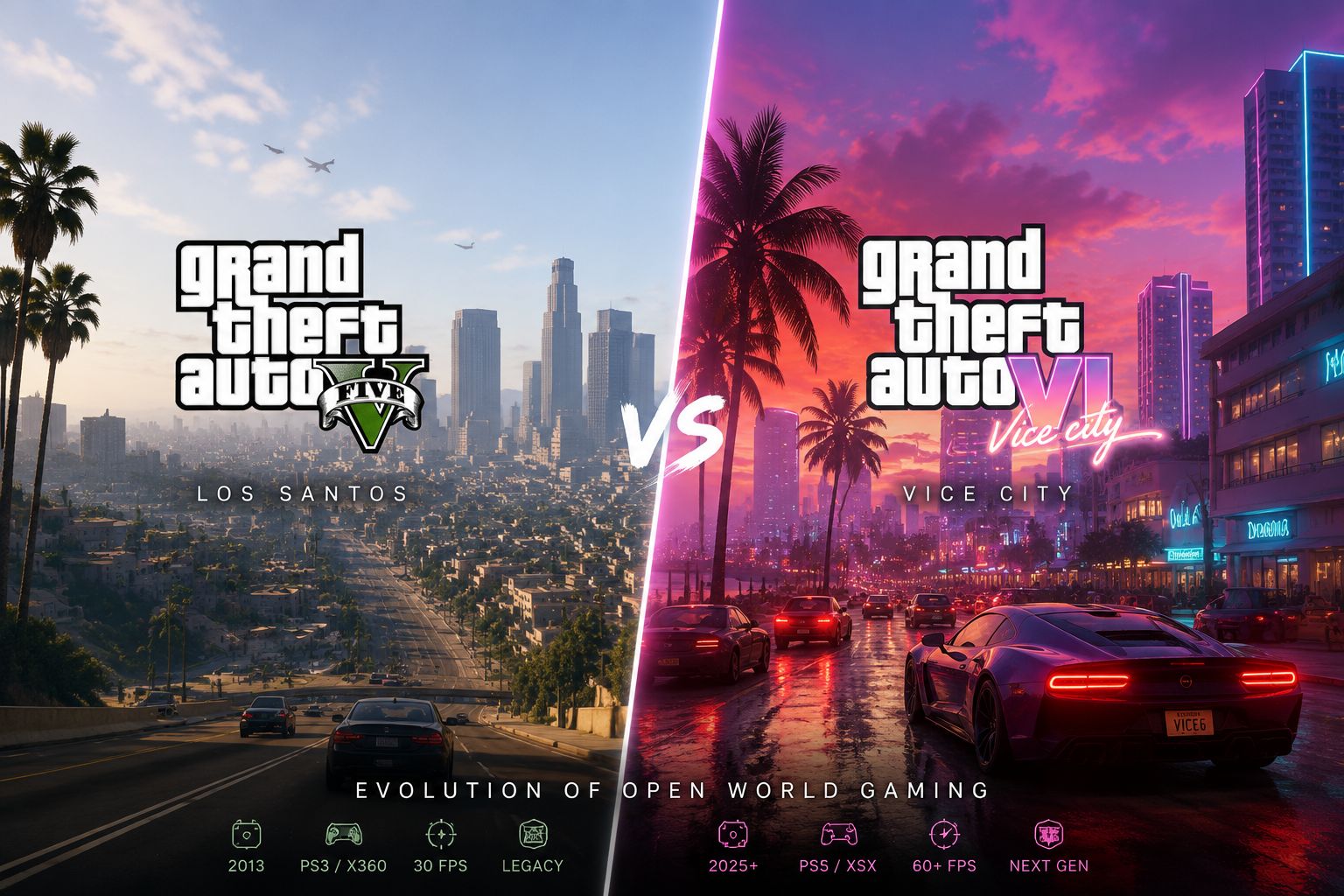 GTA 6 Vice City skyline vs GTA 5 Los Santos comparison
