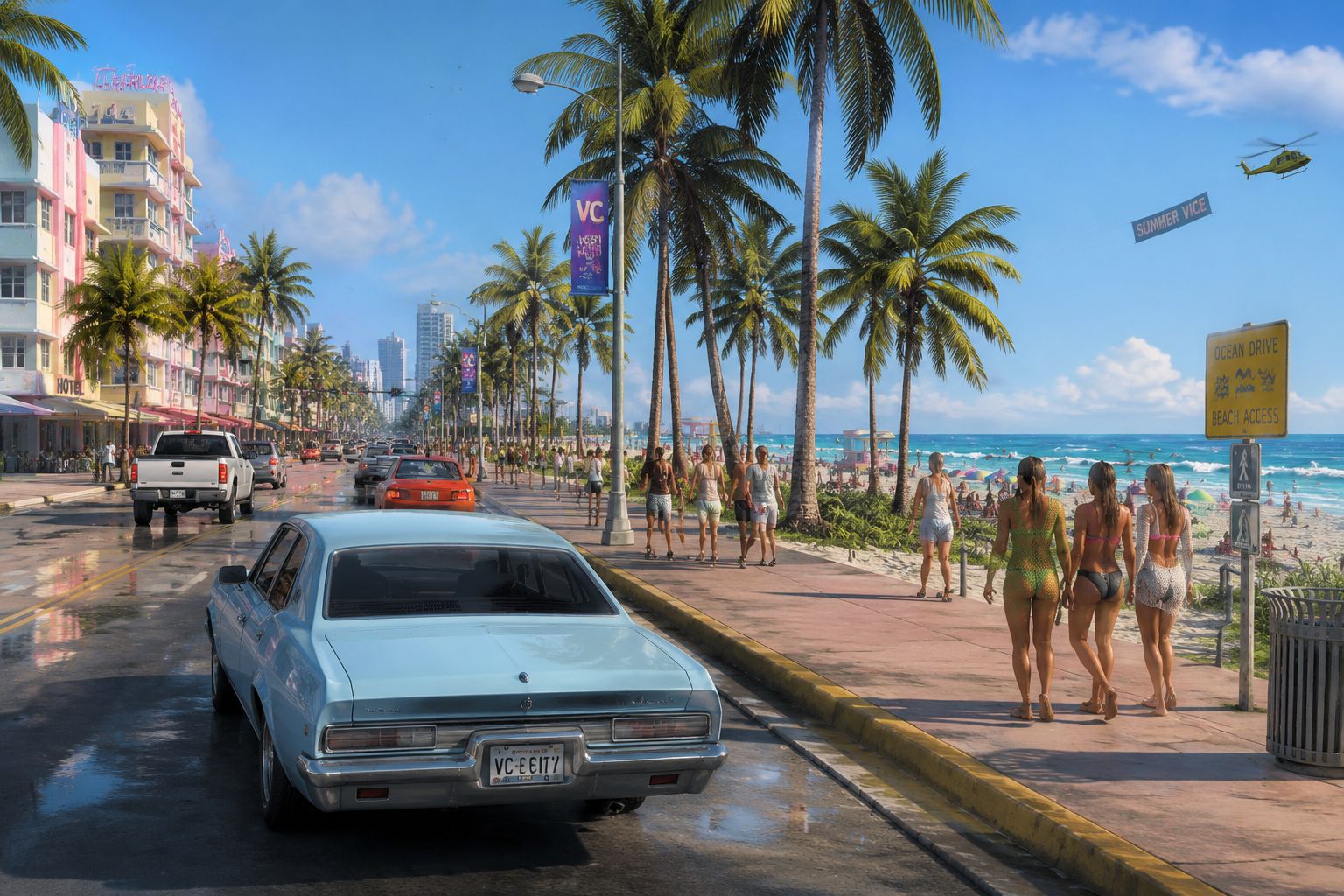 GTA 6 Vice City beach and ocean view