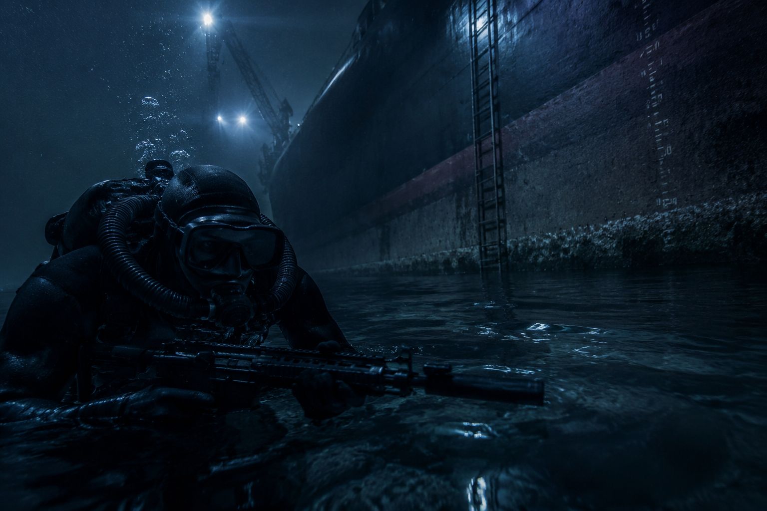 Underwater infiltration mission concept in Modern Warfare 4