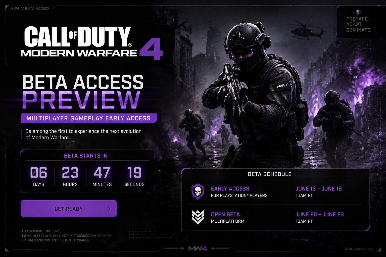 Modern Warfare 4 beta schedule prediction calendar