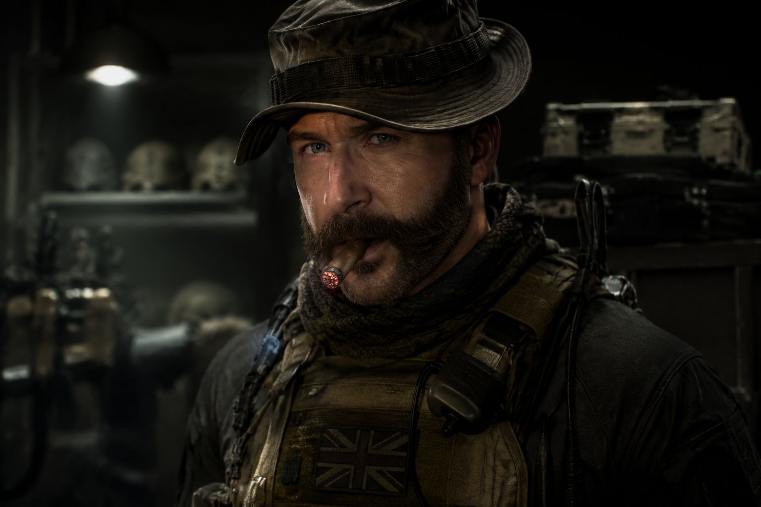 Captain Price portrait with cigar and tactical gear