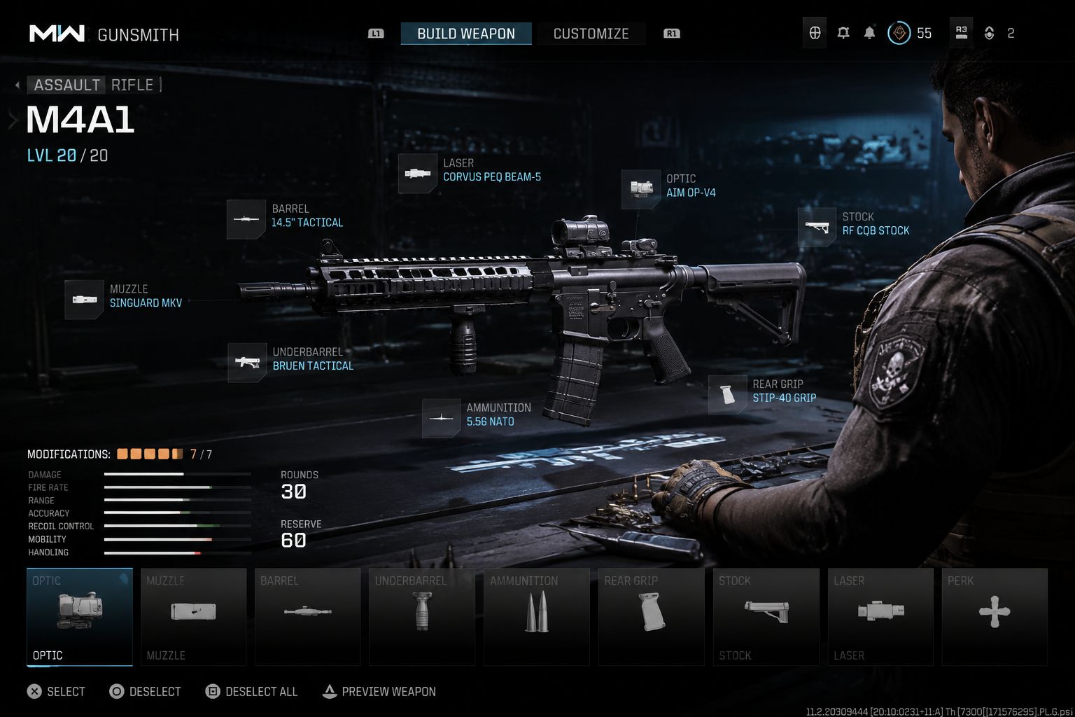 Advanced weapons customization interface and gunsmith system